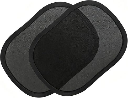 2 PCS Car Window Shades, Static Cling Windshield Sunshade, 10 x 7 Inches Sun Shade Blocker, Universal Automotive Sun Shade Protection Accessories for Cars (Black) in Saudi Arabia