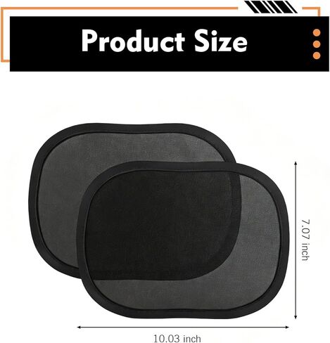 2 PCS Car Window Shades, Static Cling Windshield Sunshade, 10 x 7 Inches Sun Shade Blocker, Universal Automotive Sun Shade Protection Accessories for Cars (Black) in Saudi Arabia