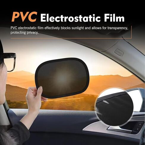 2 PCS Car Window Shades, Static Cling Windshield Sunshade, 10 x 7 Inches Sun Shade Blocker, Universal Automotive Sun Shade Protection Accessories for Cars (Black) in Saudi Arabia