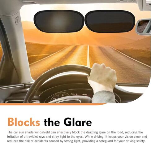 2 PCS Car Window Shades, Static Cling Windshield Sunshade, 10 x 7 Inches Sun Shade Blocker, Universal Automotive Sun Shade Protection Accessories for Cars (Black) in Saudi Arabia