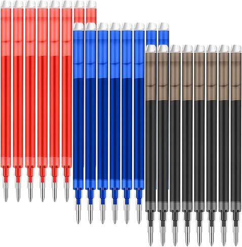 24 Pack 8 Blue 8 Black 8 Red Erasable Gel Ink Pen Refills 0.7 mm Compatible with FriXion Friction, Multicolor Medium Fine Point Refills for Erasable Pens Smooth Writing Fast Dry for School Office in Saudi Arabia
