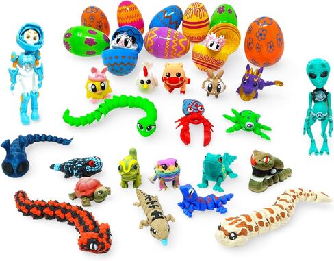 Easter Egg Surprise 10 Pack – Prefilled Pastel Eggs with Poseable Articulated Creatures, Easter Basket Stuffers, Egg Hunt Fillers, Mini Animal Figurine Collection in Saudi Arabia