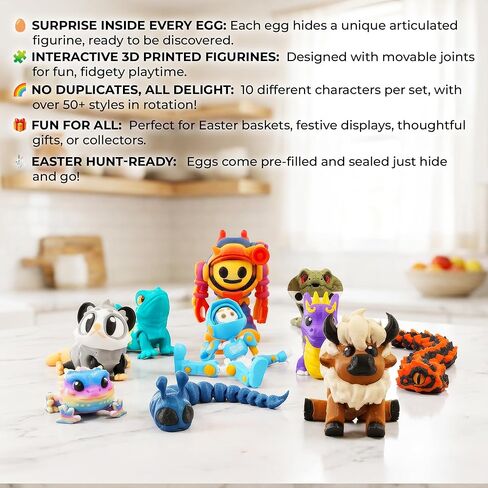 Easter Egg Surprise 10 Pack – Prefilled Pastel Eggs with Poseable Articulated Creatures, Easter Basket Stuffers, Egg Hunt Fillers, Mini Animal Figurine Collection in Saudi Arabia