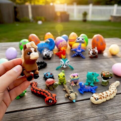 Easter Egg Surprise 10 Pack – Prefilled Pastel Eggs with Poseable Articulated Creatures, Easter Basket Stuffers, Egg Hunt Fillers, Mini Animal Figurine Collection in Saudi Arabia