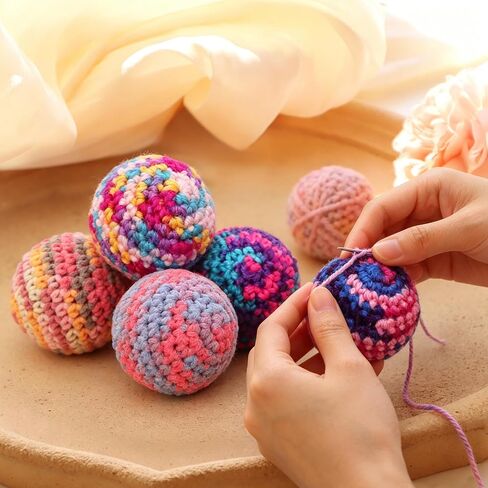 Cat Toys Balls, 6Pcs Colorfull Indoor Woolen Yarn Cats Ball Toy with Bell Inside Kitten Interactive Toys, Hand-Knitted Cat Chew Balls Toy Kitten Chasing Toys in Saudi Arabia
