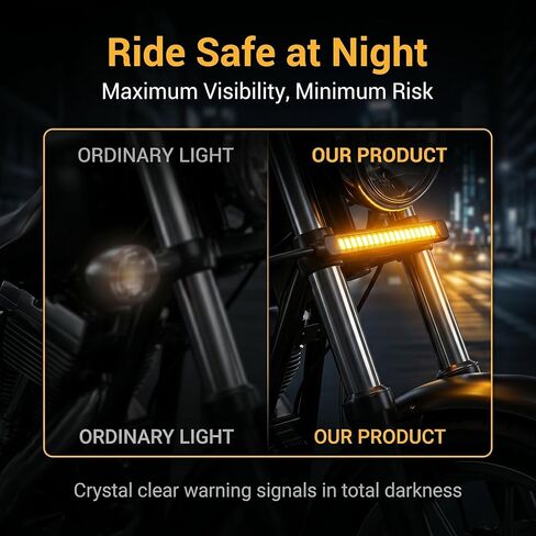 2 PCS Motorcycle LED Turn Signal Light, Flexible 3014 SMD Strip with 120-Degree Viewing Angle, Waterproof Running Light Bar, Universal for Most Motorcycles (White) in Kuwait