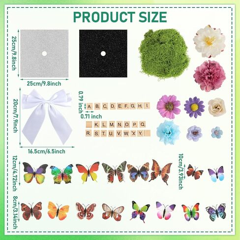 49 Pcs Spring Garden Theme DIY Graduation Cap Decor Faux Assorted Flowers White Bows 3D Butterfly Stickers Artificial Moss Crafts Alphabet Tiles for DIY Hat Grad Cap Topper Graduation Party Supplies in Kuwait