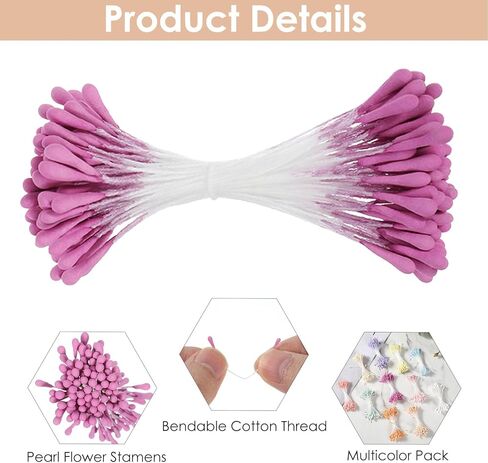 1100 Pcs Flower Stamens, 2mm Artificial Stamens, Double Heads Stamen for Flower Making, 11 Colors, Floral Stamen for Wedding Bouquet Party Decoration Scrapbook in Kuwait