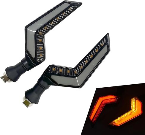 قطعتان من إشارات الانعطاف LED للدراجة النارية، مصباح مؤشرات للدراجة النارية متدفق مزدوج اللون 12 فولت، أضواء مؤشر الانعطاف للدراجات النارية على طراز جناح الملاك، عالمية لمعظم الدراجات النارية (أزرق) in Kuwait