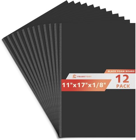 لوح إسفنجي Frametory مقاس 8.5 × 11 × 1/8 بوصة - 12 حزمة - لوح ملصقات أسود، خالي من الأحماض، مزدوج الجوانب، صلب، لوح إسفنجي للتركيب والحرف اليدوية ومطبوعات اللوحات والفنون والعرض والعروض التقديمية والمشروعات in Kuwait