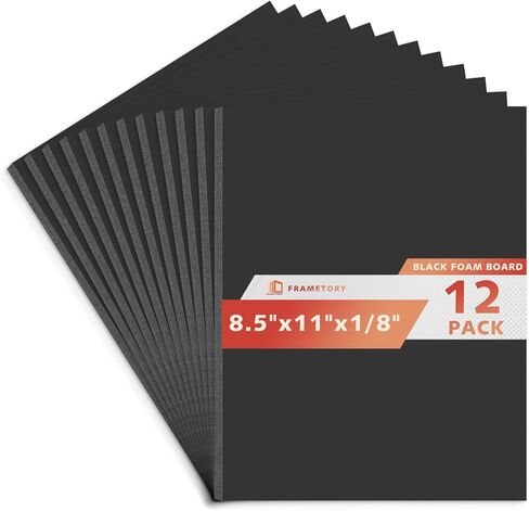 لوح إسفنجي Frametory مقاس 8.5 × 11 × 1/8 بوصة - 12 حزمة - لوح ملصقات أسود، خالي من الأحماض، مزدوج الجوانب، صلب، لوح إسفنجي للتركيب والحرف اليدوية ومطبوعات اللوحات والفنون والعرض والعروض التقديمية والمشروعات in Kuwait