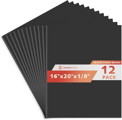 لوح إسفنجي Frametory مقاس 8.5 × 11 × 1/8 بوصة - 12 حزمة - لوح ملصقات أسود، خالي من الأحماض، مزدوج الجوانب، صلب، لوح إسفنجي للتركيب والحرف اليدوية ومطبوعات اللوحات والفنون والعرض والعروض التقديمية والمشروعات in Kuwait