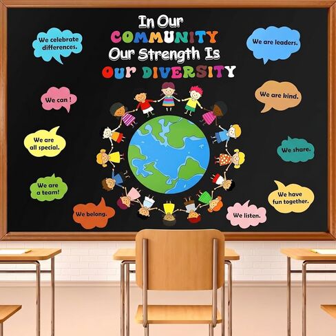 Eersida Classroom Bulletin Board Sets Bulletin Board Decoration Set Classroom Decor for Library School Window Wall Door Decor Home Office(Our Strength is Our Diversity) in Kuwait