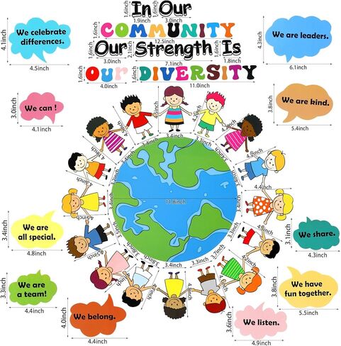 Eersida Classroom Bulletin Board Sets Bulletin Board Decoration Set Classroom Decor for Library School Window Wall Door Decor Home Office(Our Strength is Our Diversity) in Kuwait