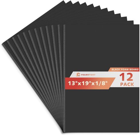 لوح إسفنجي Frametory مقاس 8.5 × 11 × 1/8 بوصة - 12 حزمة - لوح ملصقات أسود، خالي من الأحماض، مزدوج الجوانب، صلب، لوح إسفنجي للتركيب والحرف اليدوية ومطبوعات اللوحات والفنون والعرض والعروض التقديمية والمشروعات in Kuwait
