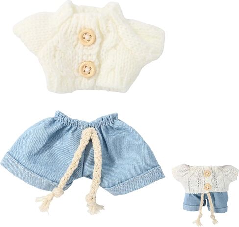 Doll Clothes Outfit Set, Stylish Blue Jeans & White Knit Sweater Outfit Clothing Cute Fashion Toy Accessories for 5.9-6.7in Dolls in Kuwait