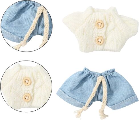 Doll Clothes Outfit Set, Stylish Blue Jeans & White Knit Sweater Outfit Clothing Cute Fashion Toy Accessories for 5.9-6.7in Dolls in Kuwait