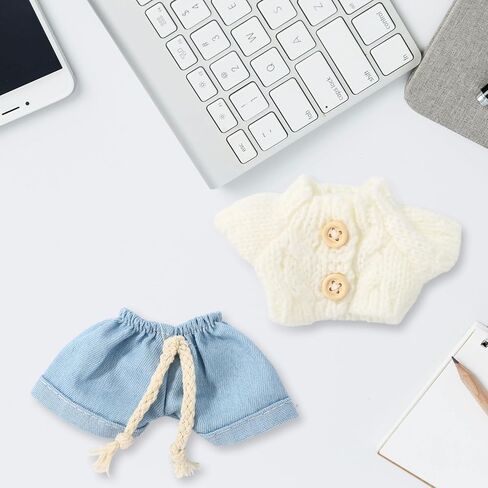 Doll Clothes Outfit Set, Stylish Blue Jeans & White Knit Sweater Outfit Clothing Cute Fashion Toy Accessories for 5.9-6.7in Dolls in Kuwait
