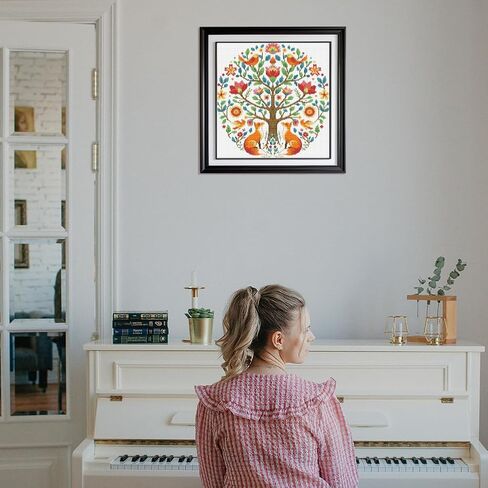 FREEBLOSS 11CT Cross Stitch Kits Tree of Animals Pattern Stamped Cross Stitch Wall Painting Craft Kit Full Range of Embroidery Starter Kits for Adult Beginners with Instruction 17.7 x 17.7 in Kuwait
