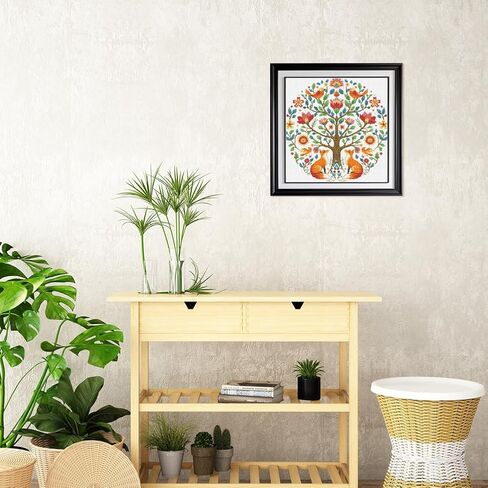 FREEBLOSS 11CT Cross Stitch Kits Tree of Animals Pattern Stamped Cross Stitch Wall Painting Craft Kit Full Range of Embroidery Starter Kits for Adult Beginners with Instruction 17.7 x 17.7 in Kuwait