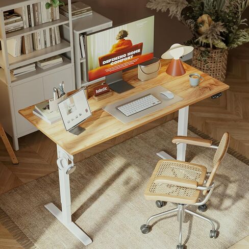 Agilestic Electric Standing Desk, 48 x 24 Inches Height Adjustable Desk, Sit Stand up for Work Office Home, Ergonomic Rising Computer Table with Memory Preset, Light Rustic Brown in Kuwait