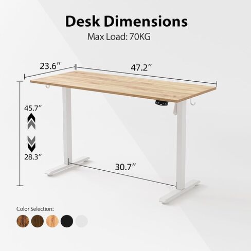 Agilestic Electric Standing Desk, 48 x 24 Inches Height Adjustable Desk, Sit Stand up for Work Office Home, Ergonomic Rising Computer Table with Memory Preset, Light Rustic Brown in Kuwait