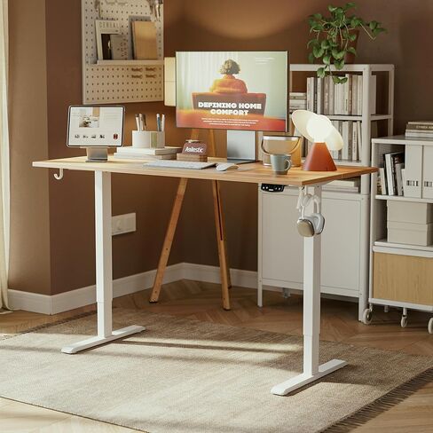 Agilestic Electric Standing Desk, 48 x 24 Inches Height Adjustable Desk, Sit Stand up for Work Office Home, Ergonomic Rising Computer Table with Memory Preset, Light Rustic Brown in Kuwait