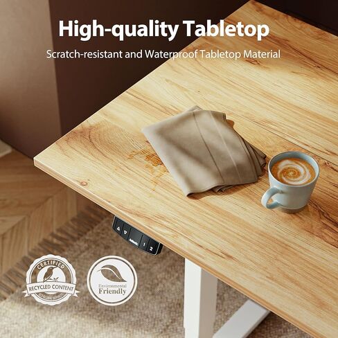 Agilestic Electric Standing Desk, 48 x 24 Inches Height Adjustable Desk, Sit Stand up for Work Office Home, Ergonomic Rising Computer Table with Memory Preset, Light Rustic Brown in Kuwait