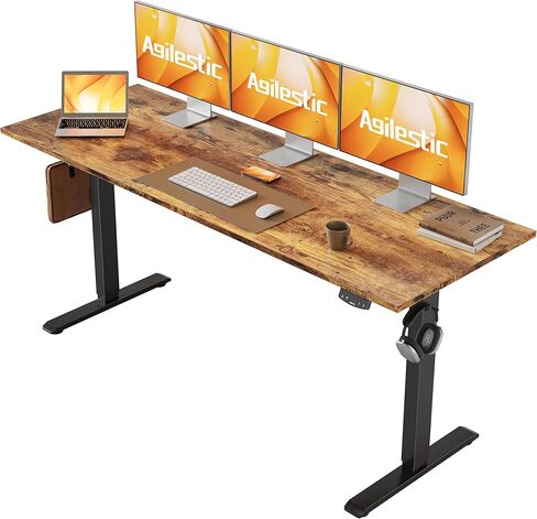 Agilestic Electric Standing Desk, 48 x 24 Inches Height Adjustable Desk, Sit Stand up for Work Office Home, Ergonomic Rising Computer Table with Memory Preset, Light Rustic Brown in Kuwait