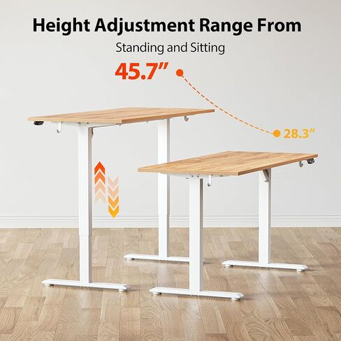 Agilestic Electric Standing Desk, 48 x 24 Inches Height Adjustable Desk, Sit Stand up for Work Office Home, Ergonomic Rising Computer Table with Memory Preset, Light Rustic Brown in Kuwait