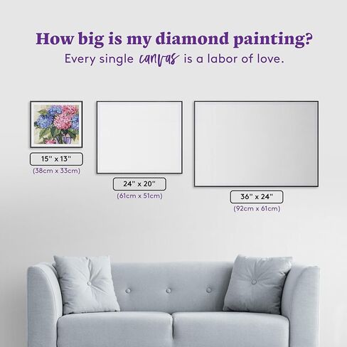DIAMOND ART CLUB Hydrangeas Diamond Painting Kit, Fun DIY Crafts for Adults, Round Diamond Art Canvas, 15" x 13" (38 cm x 33 cm) in Kuwait