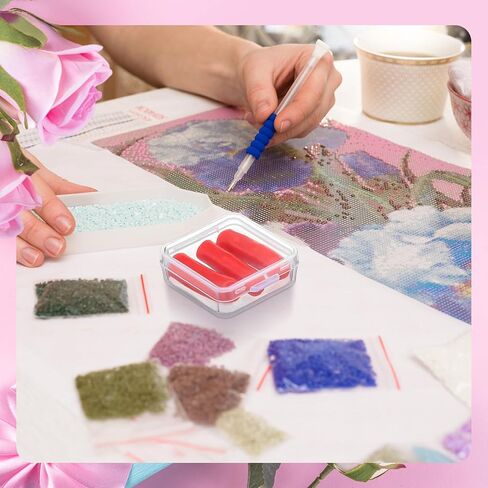 12 Pack Diamond Art Wax Refills Kit, Wax Clay Refills with Storage Boxes for Refillable Drill Pen Diamond Painting & 3D Embroidery Crafts Accessories (Red) in Saudi Arabia