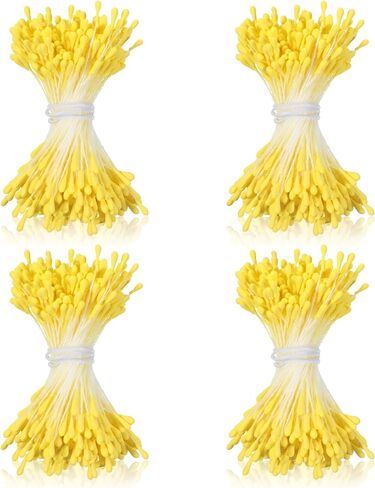 ZEYIYER 1600Pcs Flower Stamens for Crafts, Yellow 3mm Flowers Stamens, Double-Heads Artificial Floral Pistil for Flowers Making, Wedding, Party, Home, DIY Crafts in Saudi Arabia