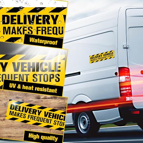 Delivery Driver Magnet for Car, Frequent Stops Car Magnet, 7.5x25cm (2.9x9.8 Inch) 4-Pack, High Visibility Magnetic Signs for Vehicles Bumper, Waterproof and Reusable in Saudi Arabia