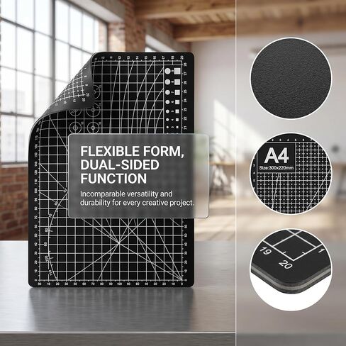 Professional A4 Self-Healing Cutting Mat, Non-Slip Craft Cutting Board with Grid, Durable PVC Material for Handmade Scrapbooking, Sewing, Model Making and Office Desktop Protection in Saudi Arabia