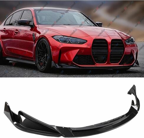 الشفة الأمامية متوافقة مع BMW G80 M3 / G82 G83 M4 2021-2026، V2 Style Bumper Air Dam مقسم سبويلر سفلي للذقن، جسم حماية (أسود لامع) in Kuwait