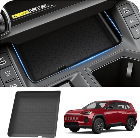 Center Console Organizer for 2026 Toyota RAV4, Armrest Tray for 26 RAV 4, Arm Rest Storage Box with Anti Slip-Pads, ABS Car Snack Organizer, Car Interior accessories for 6th RAV-4, New Driver Gifts in Saudi Arabia