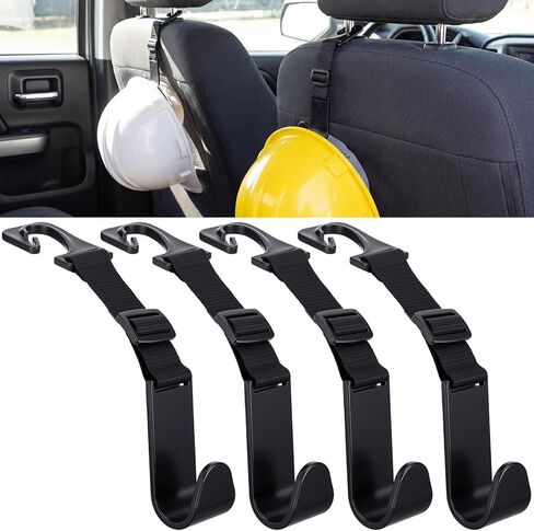 Unittype 4 Pcs Hard Hat Hook for Truck Adjustable Hard Hat Holder Hardhat Holder for Truck Seat Back Organizer 55 lb Load Heavy Duty Hardhat Hanger Storage Car Vehicle Headrest Bag Gear(Black) in Kuwait