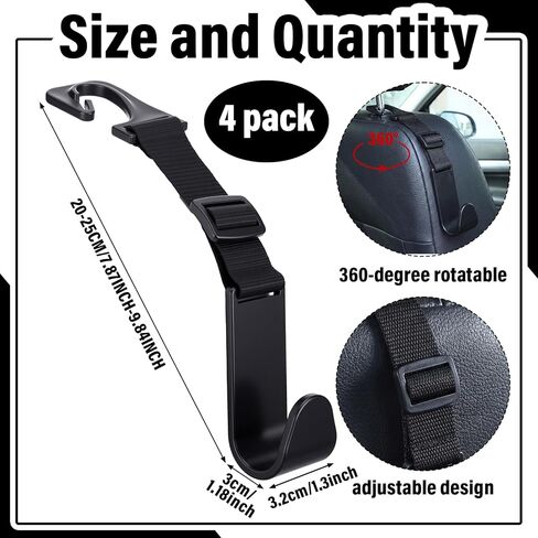 Unittype 4 Pcs Hard Hat Hook for Truck Adjustable Hard Hat Holder Hardhat Holder for Truck Seat Back Organizer 55 lb Load Heavy Duty Hardhat Hanger Storage Car Vehicle Headrest Bag Gear(Black) in Kuwait