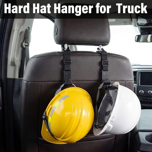 Unittype 4 Pcs Hard Hat Hook for Truck Adjustable Hard Hat Holder Hardhat Holder for Truck Seat Back Organizer 55 lb Load Heavy Duty Hardhat Hanger Storage Car Vehicle Headrest Bag Gear(Black) in Kuwait