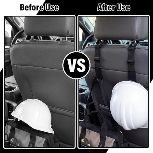 Unittype 4 Pcs Hard Hat Hook for Truck Adjustable Hard Hat Holder Hardhat Holder for Truck Seat Back Organizer 55 lb Load Heavy Duty Hardhat Hanger Storage Car Vehicle Headrest Bag Gear(Black) in Kuwait