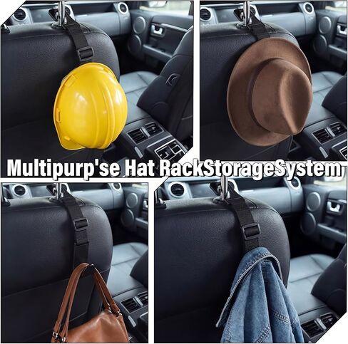 Unittype 4 Pcs Hard Hat Hook for Truck Adjustable Hard Hat Holder Hardhat Holder for Truck Seat Back Organizer 55 lb Load Heavy Duty Hardhat Hanger Storage Car Vehicle Headrest Bag Gear(Black) in Kuwait