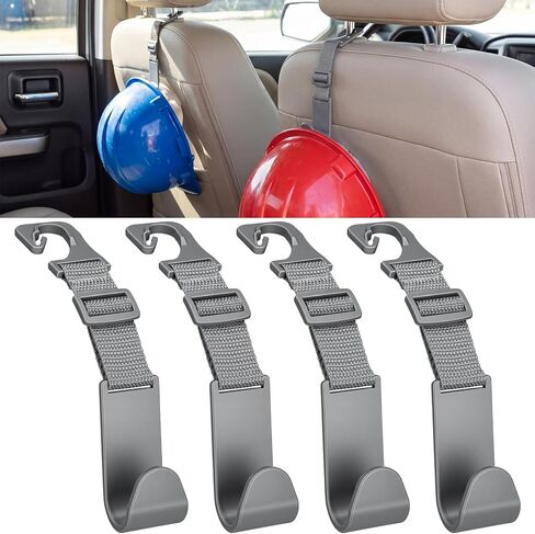 Unittype 4 Pcs Hard Hat Hook for Truck Adjustable Hard Hat Holder Hardhat Holder for Truck Seat Back Organizer 55 lb Load Heavy Duty Hardhat Hanger Storage Car Vehicle Headrest Bag Gear(Black) in Kuwait