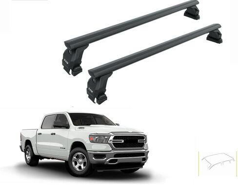 Roof Rack Cross Bars for RAM 1500 (2009–Up) – Fits Bare/Normal Roof, Clamp-On, 330 lbs Capacity Aluminum T-Slot Bars, Lockable, Heavy-Duty, No-Drill (Black, 5th Gen (2019–Present; DT Platform)) in Saudi Arabia