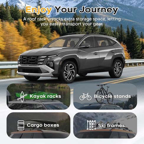 Powerty 300LBS Roof Rack Cross Bars for 2016-2026 Hyundai Tucson SE/SEL/N Line/Limited with Flushed Side Rails, Lockable Heavy Duty Aluminum Roof Rails Crossbars for Hyundai Accessories Luggage Racks in Kuwait