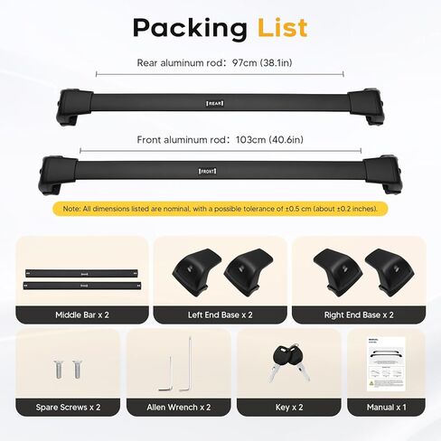Powerty 300LBS Roof Rack Cross Bars for 2016-2026 Hyundai Tucson SE/SEL/N Line/Limited with Flushed Side Rails, Lockable Heavy Duty Aluminum Roof Rails Crossbars for Hyundai Accessories Luggage Racks in Kuwait