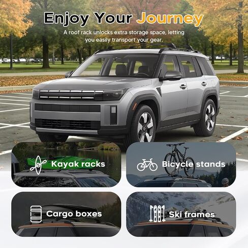 قضبان متقاطعة لرف السقف Powerty 268LBS لملحقات Hyundai Santa Fe وSanta Fe الهجينة 2024-2026 مع سياج جانبي مرتفع (ليس لحواف SE)، حامل أرفف أمتعة على السطح من الألومنيوم قابل للقفل in Kuwait
