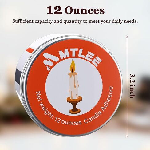 MTLEE 12 oz Candle Adhesive, Stick Glue for Tapers and Candlestick Holders, Removable Sticky Wax Paste for Glass Metal Ceramic, Wedding Home Decor Dinner Church Holiday in Saudi Arabia