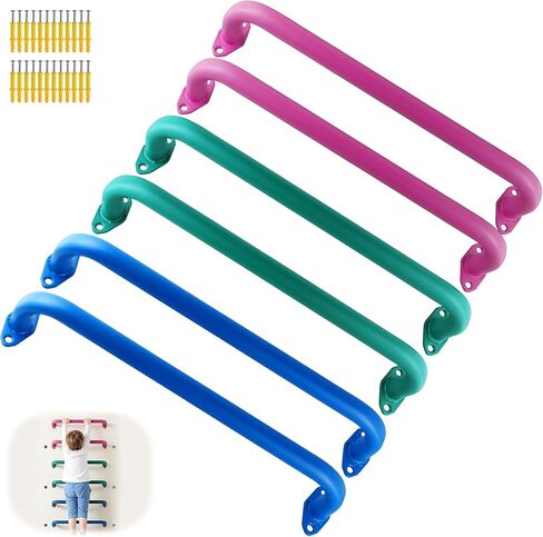 3 Colors 17 inch Metal Playground Handles, 6 Pack Monkey Bars Indoor Heavy Duty Ceiling Grab Bars for Indoor Outdoor Playgrounds Climbing Frames in Kuwait