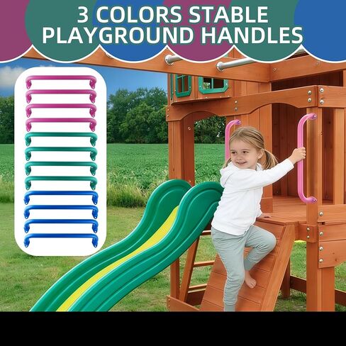 3 Colors 17 inch Metal Playground Handles, 6 Pack Monkey Bars Indoor Heavy Duty Ceiling Grab Bars for Indoor Outdoor Playgrounds Climbing Frames in Kuwait